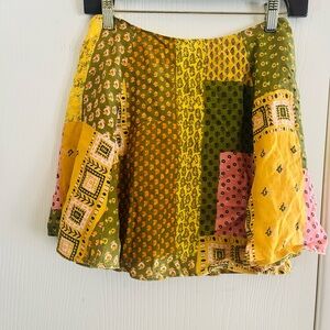 Urban Outfitters Patchwork Rayon Boho Festival Fairycore Mini 90s Skirt S